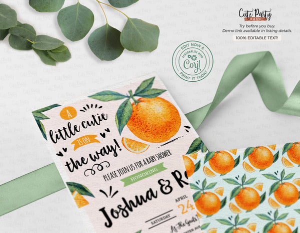 Little Cutie is on the Way Baby Shower Invitation - Digital Download - Cute Party Dash