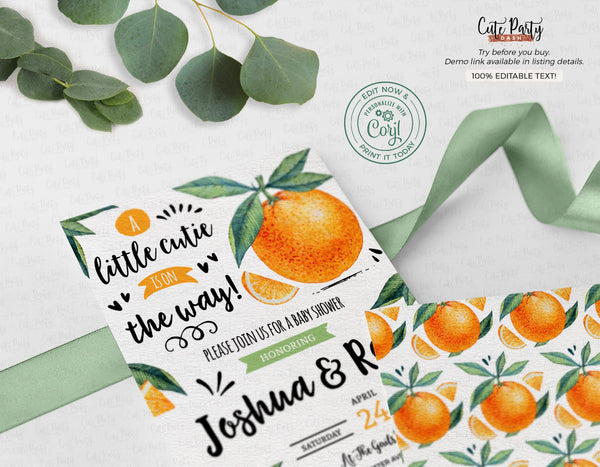 Little Cutie is on the Way Baby Shower Invitation - Digital Download - Cute Party Dash