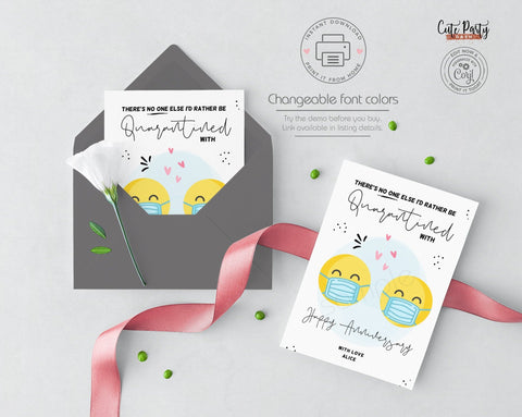 Funny Quarantine Anniversary Card - Digital Download - Cute Party Dash
