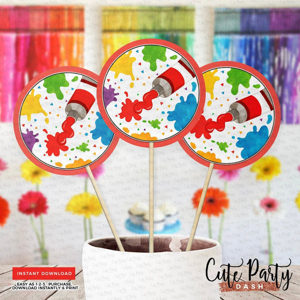 Editable Art Party Birthday Printable cake topper