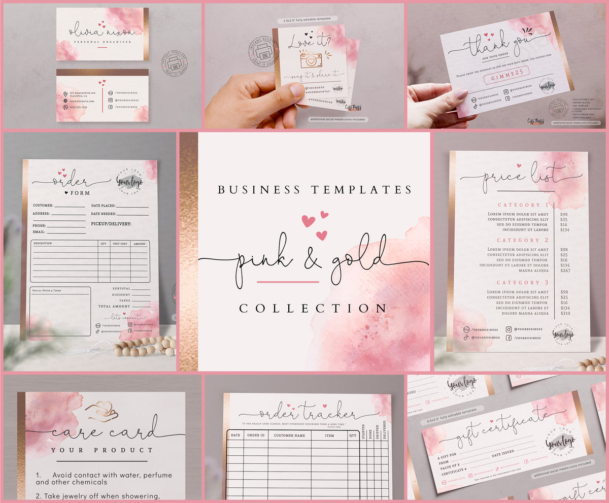Editable Watercolor Pink Price List Editable Template - Instant Downlo ...