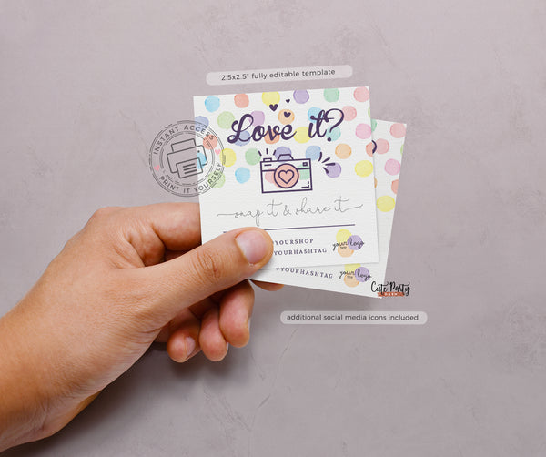 Watercolor Dots Decal Application Care Card Template  - Instant Download