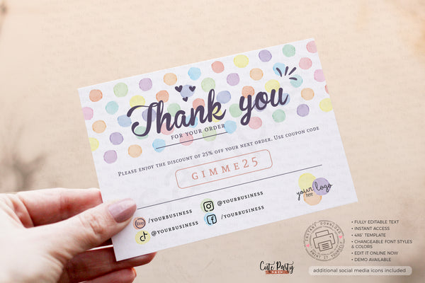 Watercolor Dots Snap and Share Editable Card Template - Instant Download