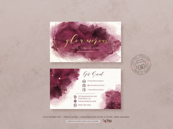 Burgundy and Gold Price List Editable Template - Instant Download