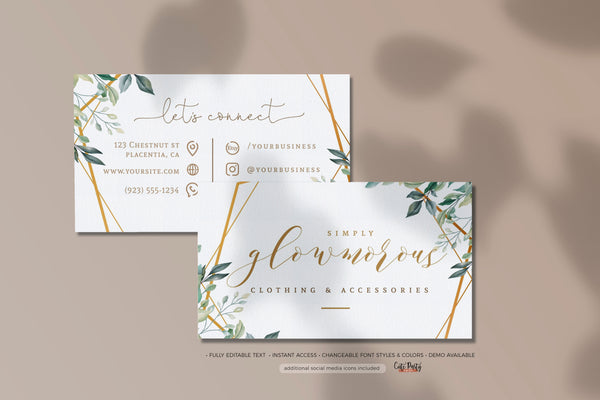 Geometrical Greenery Order Form Editable Template Billing Form - Instant Download