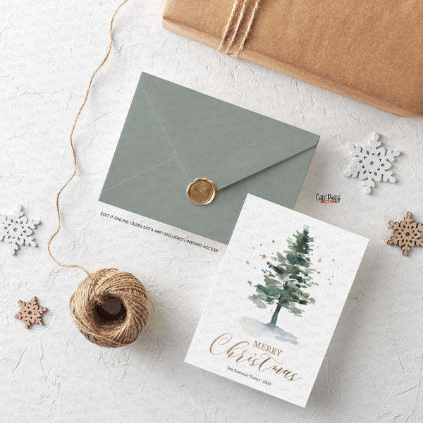 Modern Christmas Greeting Card printable Xmas clean Greeting Card - Digital Download