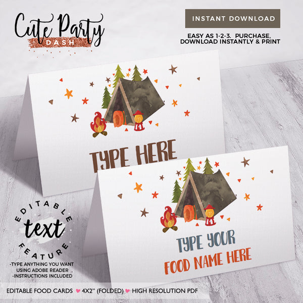 Camping Party Directional Arrow Signs - Digital Download
