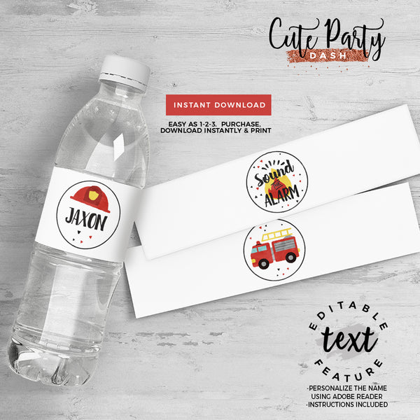 Fireman Birthday Party Invitation - Digital Download