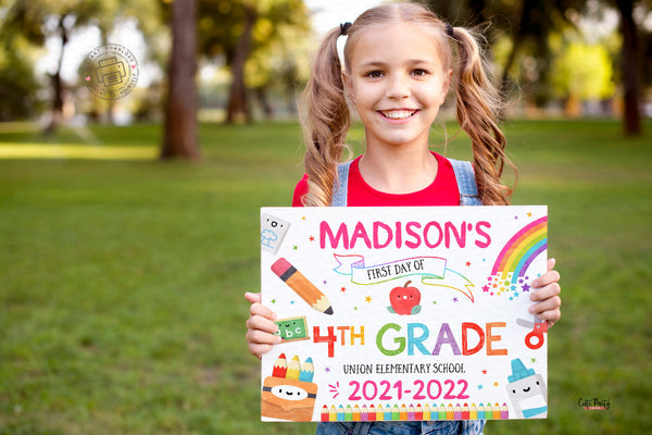 Editable Rainbow First Day of School Sign - Digital Download