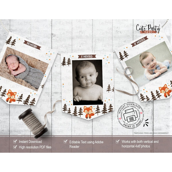 Woodland Fox Birthday Party Invitations - Digital Download - Cute Party Dash