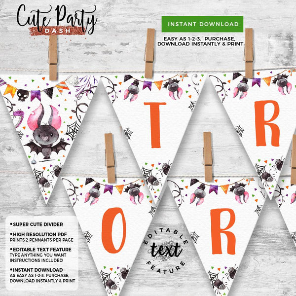 Halloween Birthday Party Invitation - Digital Download - Cute Party Dash