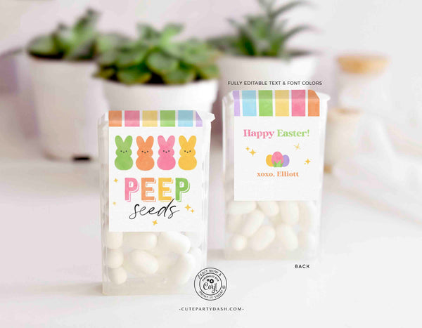 Easter Tic Tac Container Wraparound Label, Editable Peep Seeds sticker - Digital Download