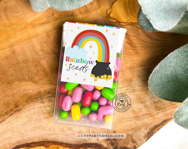 Editable Rainbow Seeds Mint Treat labels Mint Treat labels, St. Patrick's day gift Tic Tac Mint labels - Instant Download