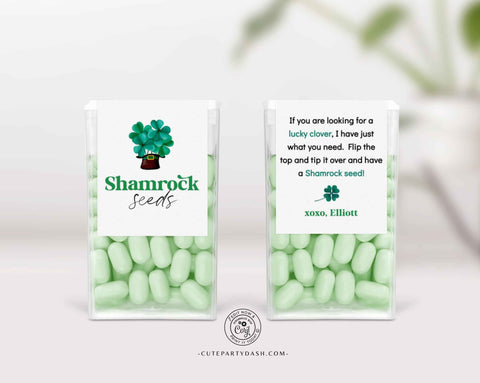 Modern Minimalist St. Patricks day shamrock Seeds Tic Tac Mint labels - Instant Download
