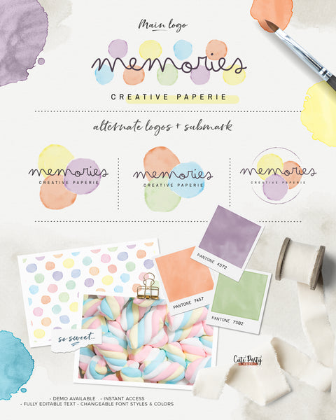 Watercolor Dots Logo Design Template - Premade Logo