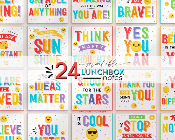 Lunchbox Notes for Kids, Motivational Lunchbox cards - Instant Download