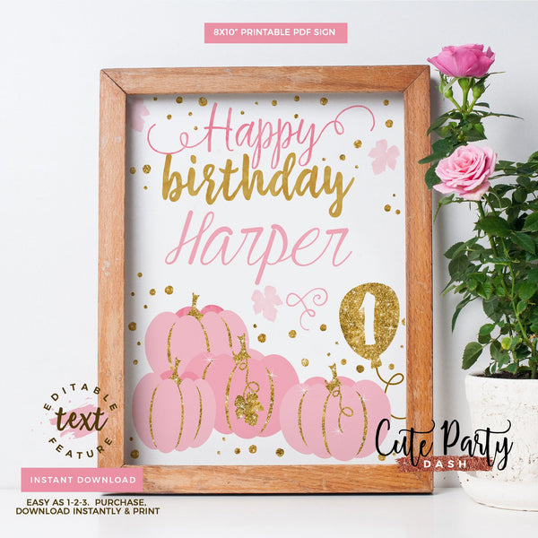 Our Little Pumpkin Birthday Invitation girl - Digital Download - Cute Party Dash