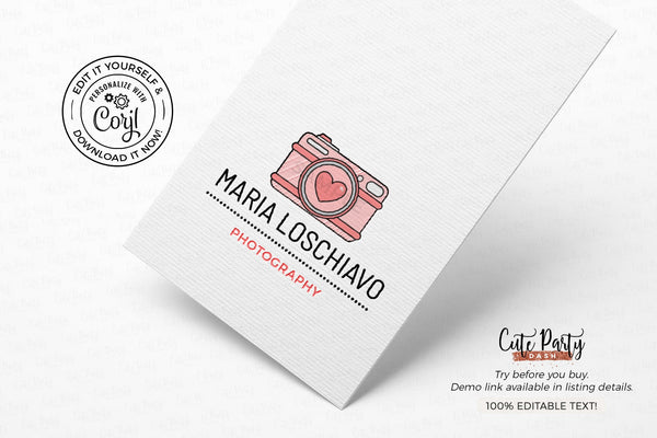 Photography Camera Logo - Premade Logo - Cute Party Dash