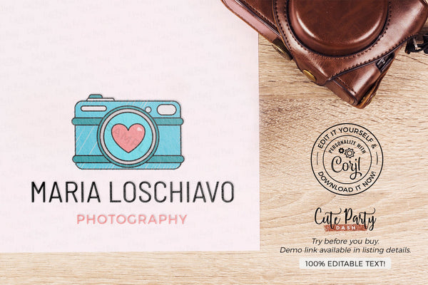 Professional Photographer Logo - Premade Logo - Cute Party Dash