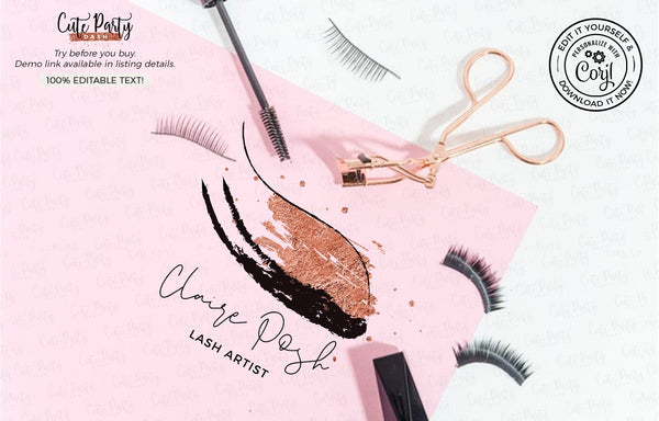 Glitter Lashes Logo Design - Premade Logo - Cute Party Dash