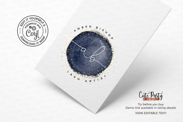 Signature Watercolor Feminine Logo Design - Premade Logo - Cute Party Dash