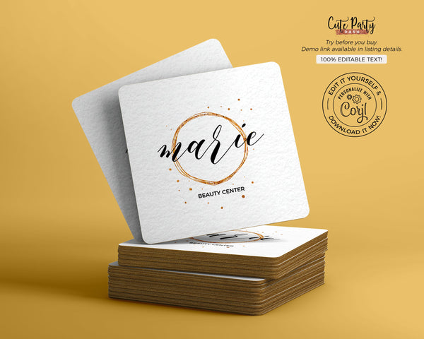 Signature Gold Feminine Logo Design - Premade Logo - Cute Party Dash