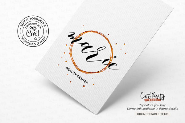 Signature Gold Feminine Logo Design - Premade Logo - Cute Party Dash