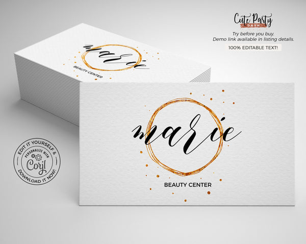 Signature Gold Feminine Logo Design - Premade Logo - Cute Party Dash