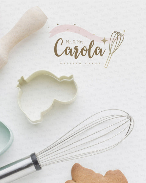 Watercolor and Gold Whisk Bakery Logo - Premade Logo - Cute Party Dash