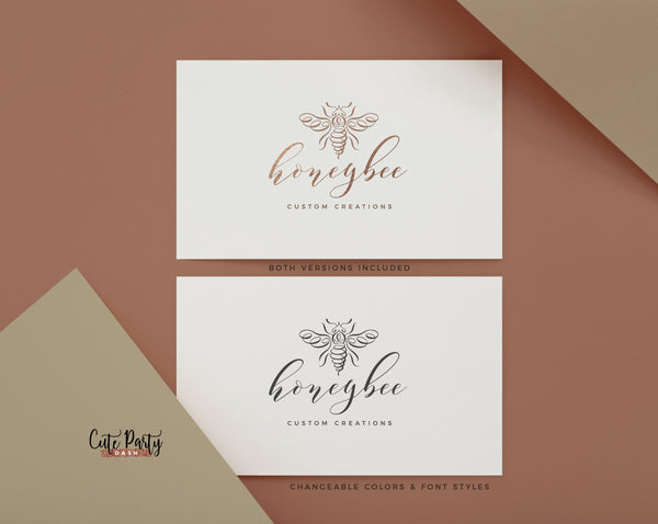 Flourish Bee Gold Feminine Logo Design - Premade Logo