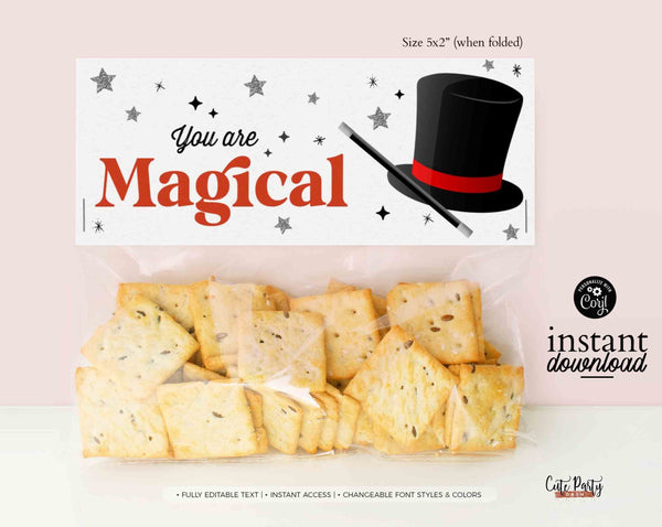 Editable You Are Magical Valentine's Day Bag Topper, Printable Kids Classroom Candy Valentine's Day card Template- Instant Download