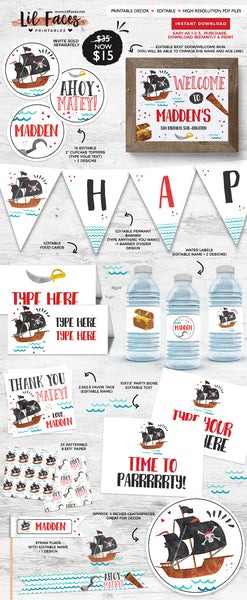 Pirate Birthday Party invitation - Digital Download