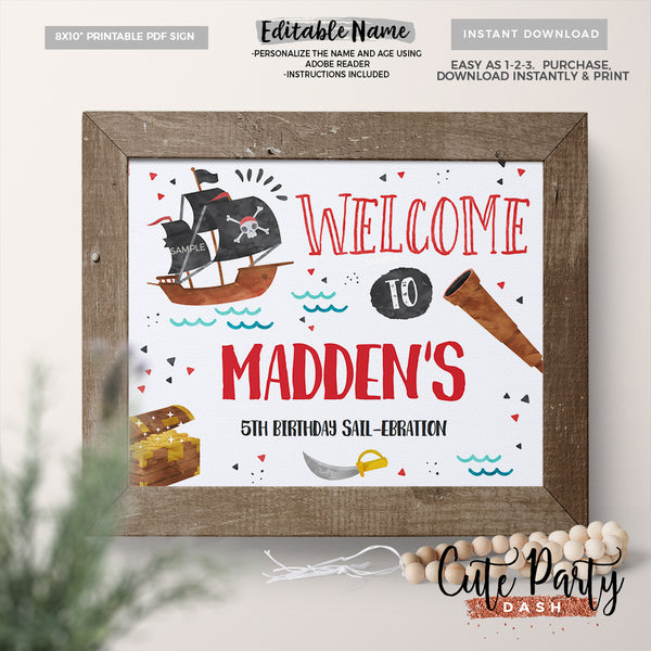 Pirate Birthday Party invitation - Digital Download