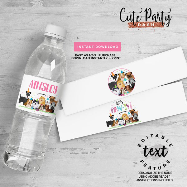 Puppy Birthday Party Decorations - Digital Download - Cute Party Dash