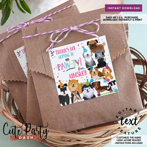 Puppy Birthday Party Decorations - Digital Download - Cute Party Dash