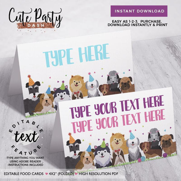 Puppy Birthday Party Decorations - Digital Download - Cute Party Dash