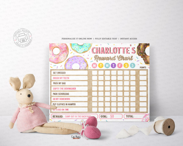 Editable Donuts Reward Chart for kids and toddlers - Digital Download
