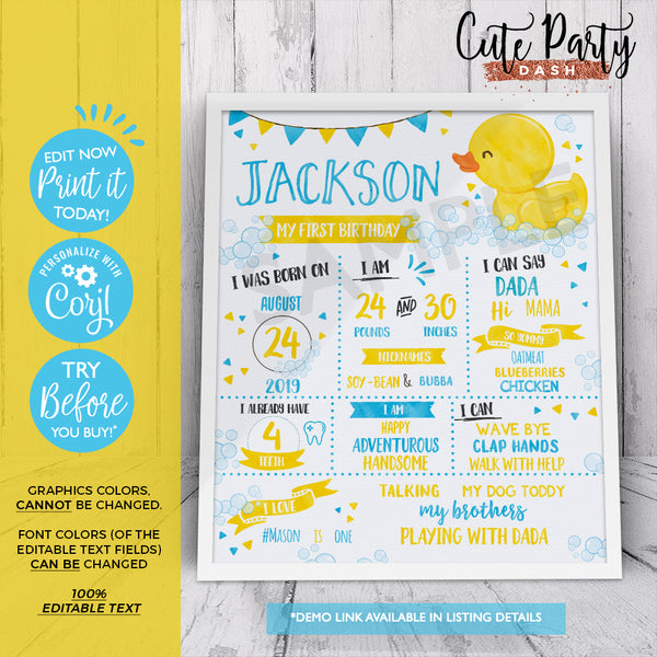 Rubber Duck Birthday Party Decorations - Digital Download