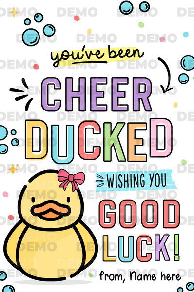 Editable You've been Cheer Ducked Tag, Cheerleader good luck treat tag, Cheer Team Printable Duck Tag, Cheer Gift ideas - INSTANT Download