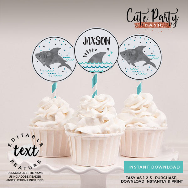 Shark birthday Printable Capri Sun Label template- Digital Download