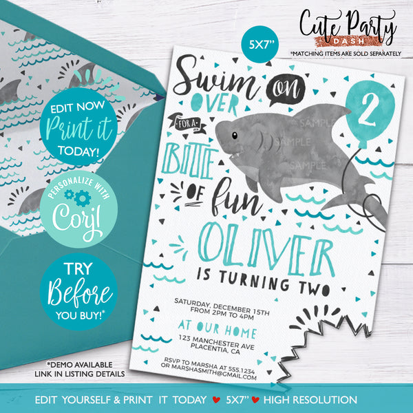 Shark birthday Printable Capri Sun Label template- Digital Download