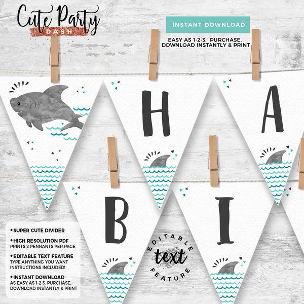 Shark birthday Printable Capri Sun Label template- Digital Download