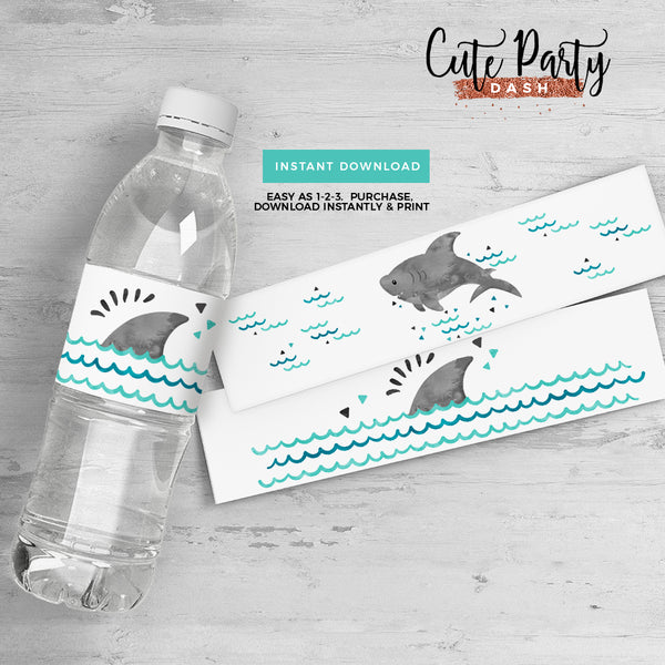 Shark birthday Printable Capri Sun Label template- Digital Download