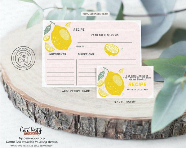 She Found Her Main Squeeze Bridal Shower Recipe Card - Digital Download - Cute Party Dash