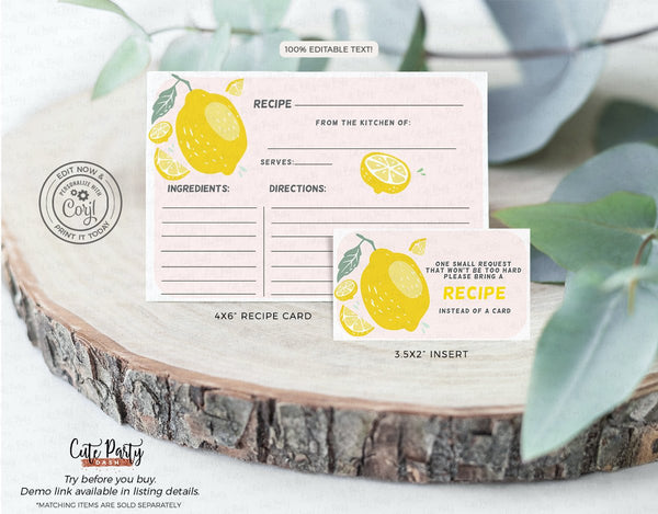 She Found Her Main Squeeze Bridal Shower invitation recipe card bundle - Digital Download - Cute Party Dash