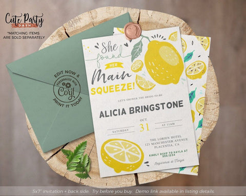 She Found Her Main Squeeze Bridal Shower invitation - Digital Download - Cute Party Dash
