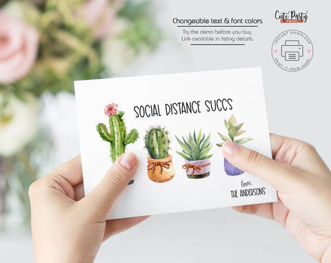 Social distance Succs Card - Digital Download - Cute Party Dash