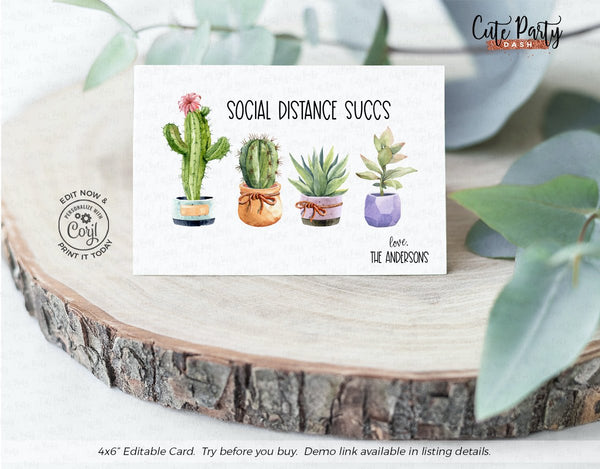 Social distance Succs Card - Digital Download - Cute Party Dash