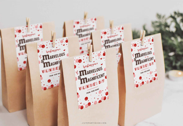 Editable Wishing you a Marvelous and Magnificent Valentine's Day gift tag - Instant Download