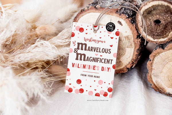 Editable Wishing you a Marvelous and Magnificent Valentine's Day gift tag - Instant Download